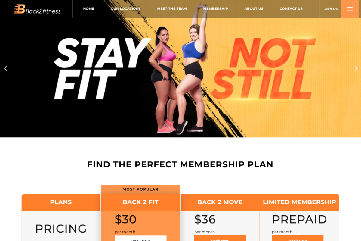 Back2fitnessWordPress Website